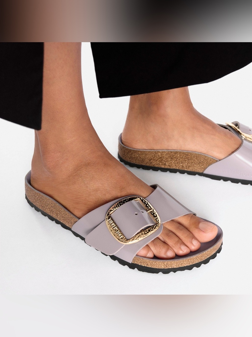 Birkenstock Madrid Hammered Big
Buckle Slide Sandal 41 NWOB faded purple patent